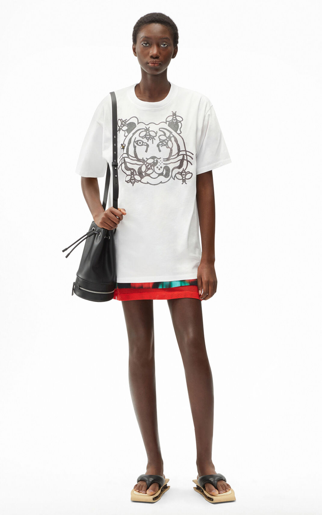 Kenzo Bee a Tiger oversize T Shirt White For Womens 8259CTEUH